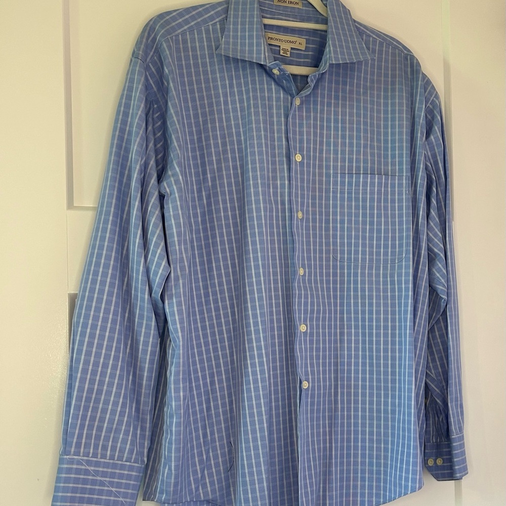 Pronto Uomo Men’s Dress Shirt Non-Iron XL 100% Cotton. Great Condition Handsome